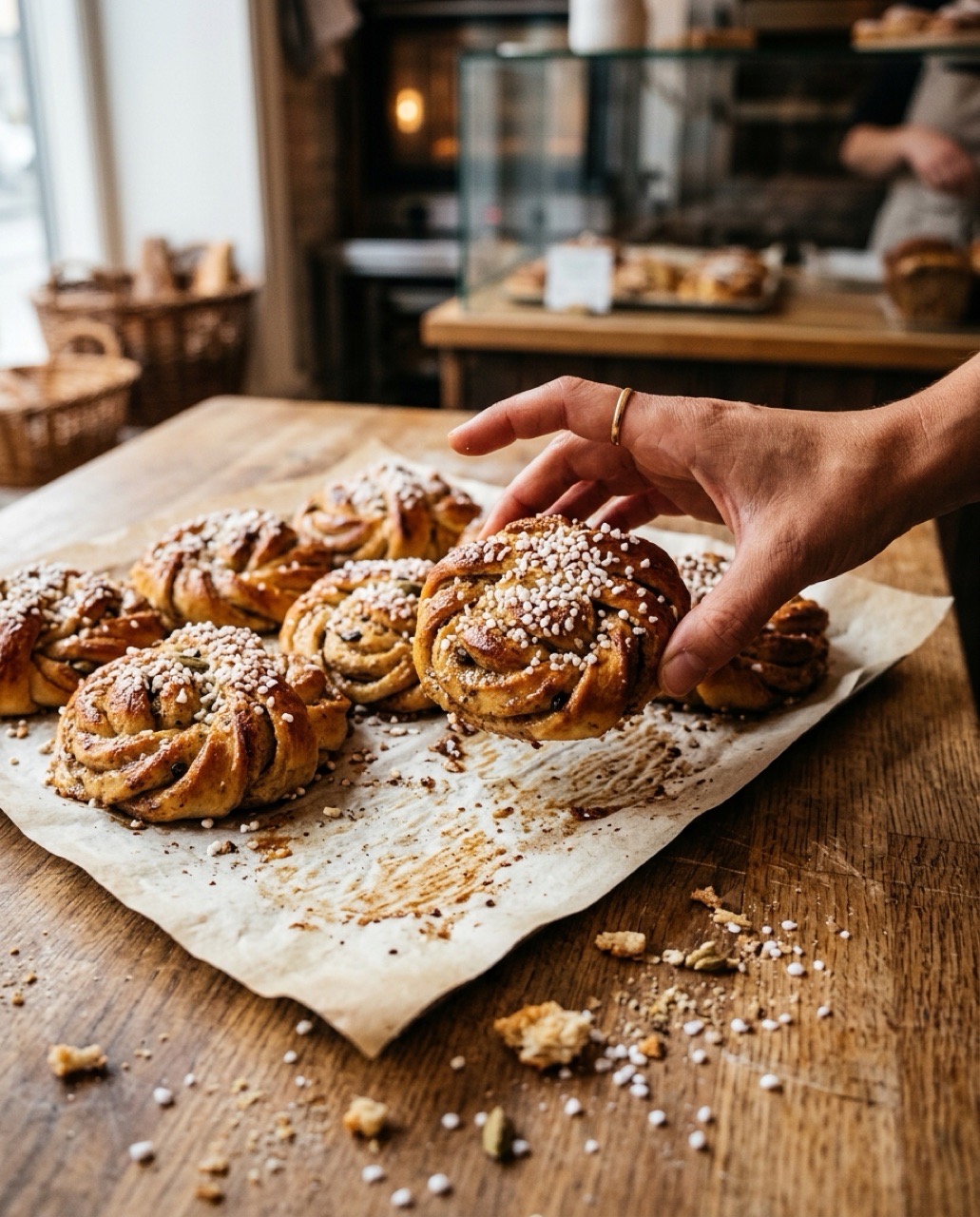 Cardamom buns photographed for a social post