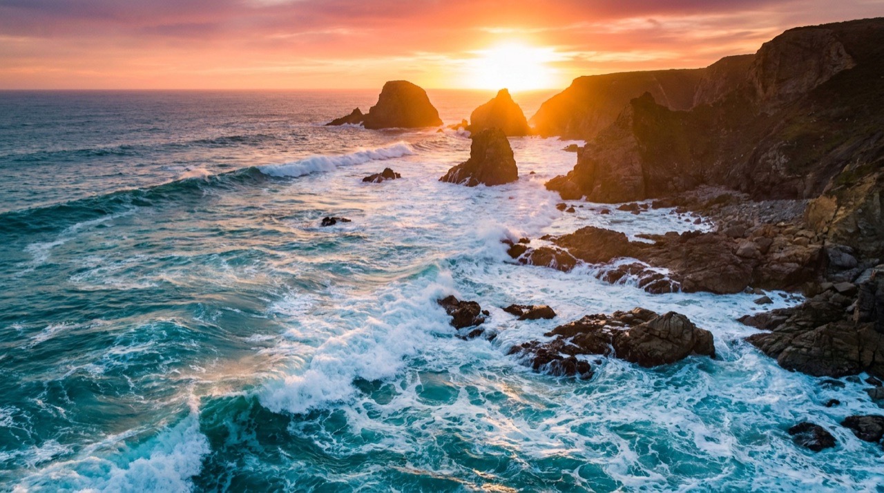 A coastline filmed from above